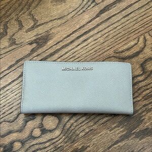 Michael Kors Light Gray Saffiano Continental Zip Wallet